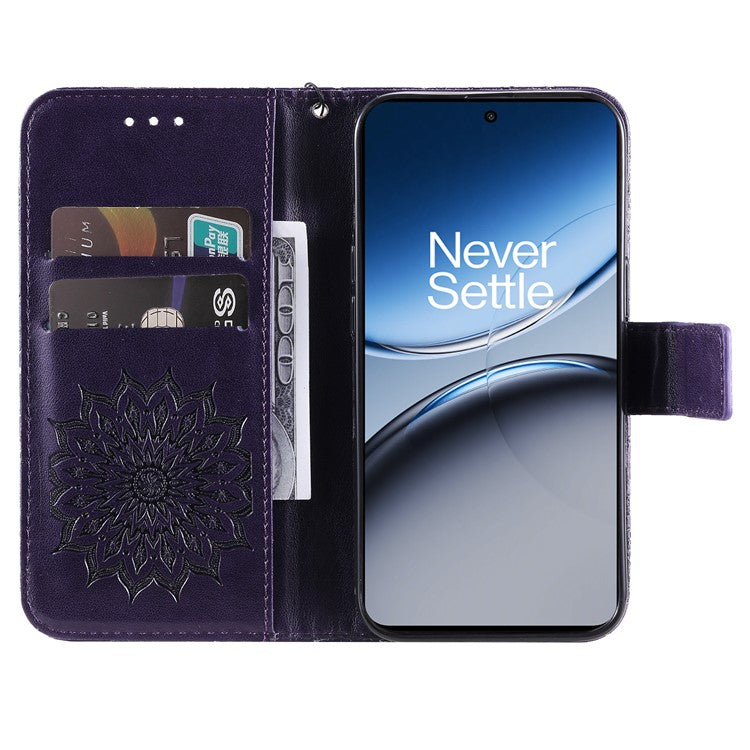 KT Imprinting Flower Series-1 For OnePlus Nord 4 Case Sunflower Leather Wallet Folio Phone Cover - Purple