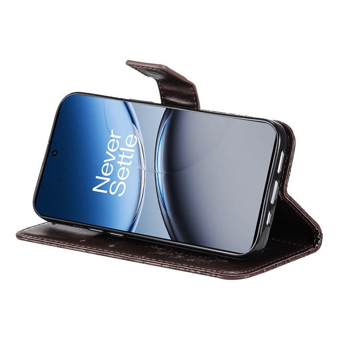 KT Imprinting Flower Series-1 For OnePlus Nord 4 Case Sunflower Leather Wallet Folio Phone Cover - Brown