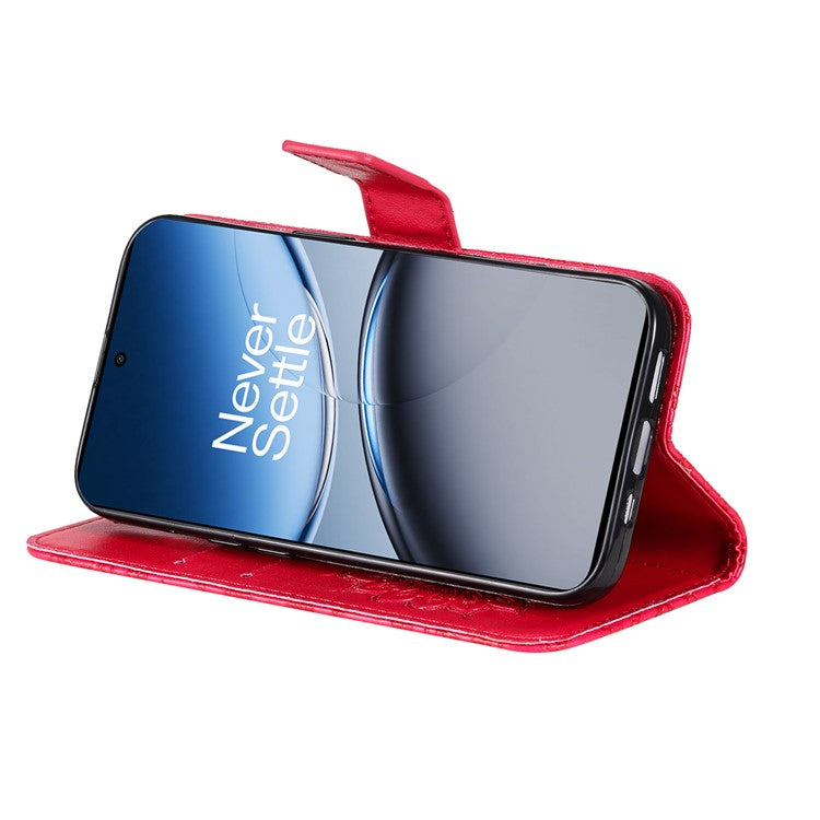 KT Imprinting Flower Series-1 For OnePlus Nord 4 Case Sunflower Leather Wallet Folio Phone Cover - Red