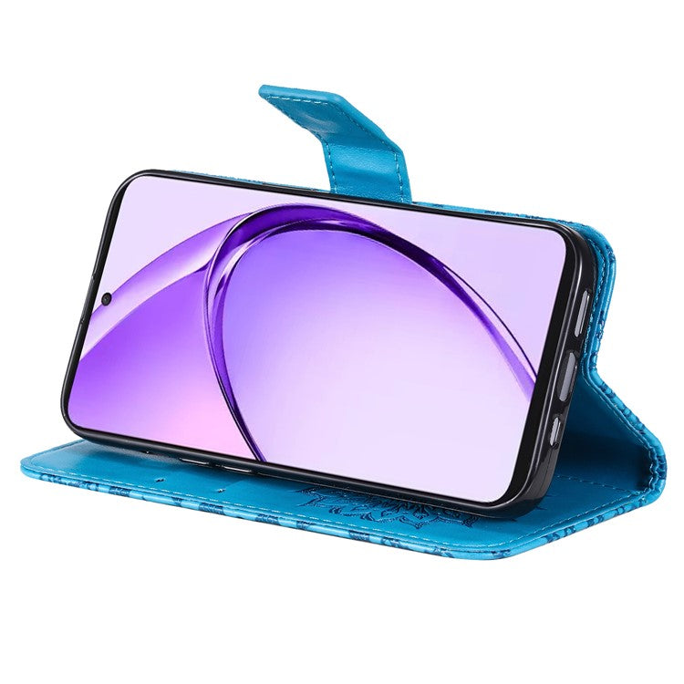 KT Imprinting Flower Series-1 For Oppo A3 Pro (Global) 5G / A3 Pro (India) 5G Case Sunflower Leather Wallet Folio Phone Cover - Blue