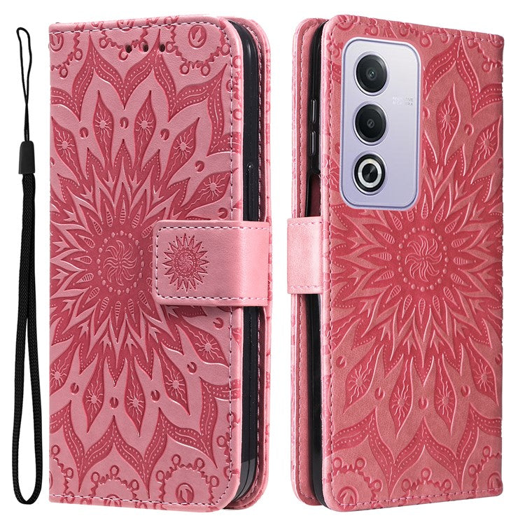 KT Imprinting Flower Series-1 For Oppo A3 Pro (Global) 5G / A3 Pro (India) 5G Case Sunflower Leather Wallet Folio Phone Cover - Pink