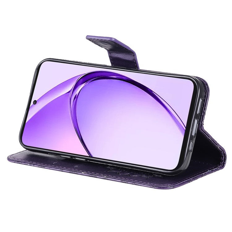 KT Imprinting Flower Series-1 For Oppo A3 Pro (Global) 5G / A3 Pro (India) 5G Case Sunflower Leather Wallet Folio Phone Cover - Purple