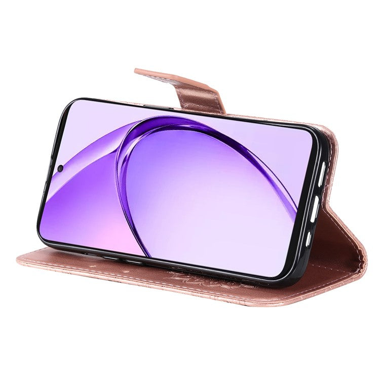 KT Imprinting Flower Series-1 For Oppo A3 Pro (Global) 5G / A3 Pro (India) 5G Case Sunflower Leather Wallet Folio Phone Cover - Rose Gold