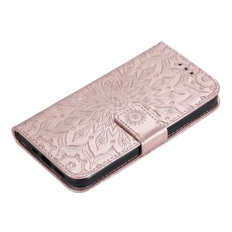 KT Imprinting Flower Series-1 For Oppo A3 Pro (Global) 5G / A3 Pro (India) 5G Case Sunflower Leather Wallet Folio Phone Cover - Rose Gold
