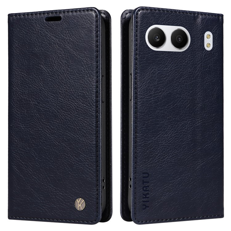 YIKATU YK-006 For OnePlus Nord 4 Case Wallet Litchi Grain Leather Phone Cover Magnetic Auto-Absorbed - Navy Blue