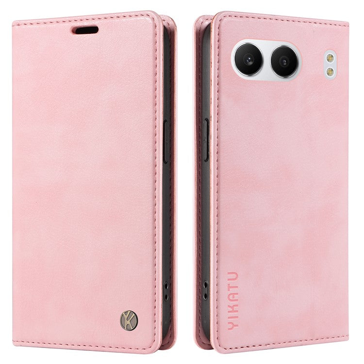 YIKATU YK-006 For OnePlus Nord 4 Case Wallet Litchi Grain Leather Phone Cover Magnetic Auto-Absorbed - Pink