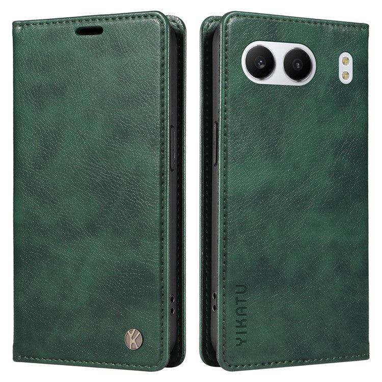 YIKATU YK-006 For OnePlus Nord 4 Case Wallet Litchi Grain Leather Phone Cover Magnetic Auto-Absorbed - Green