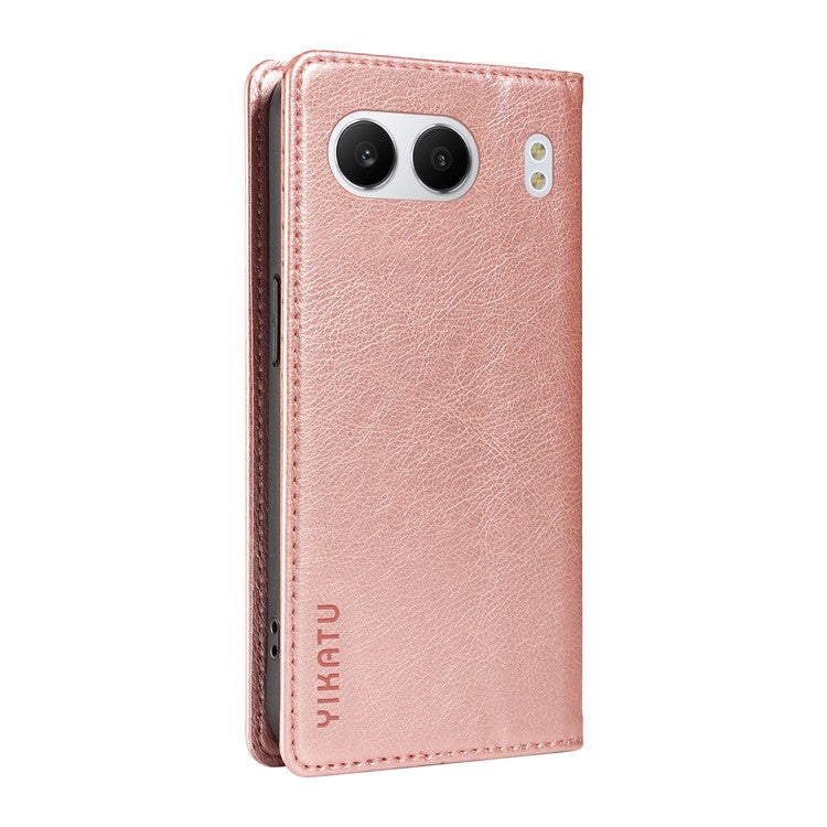 YIKATU YK-006 For OnePlus Nord 4 Case Wallet Litchi Grain Leather Phone Cover Magnetic Auto-Absorbed - Rose Gold
