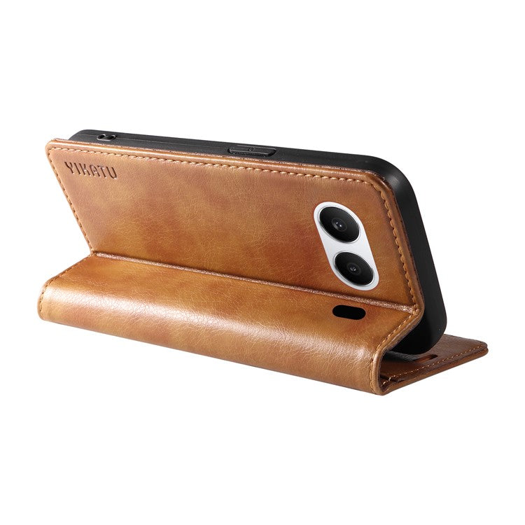 YIKATU YK-006 For OnePlus Nord 4 Case Wallet Litchi Grain Leather Phone Cover Magnetic Auto-Absorbed - Brown
