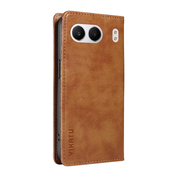 YIKATU YK-006 For OnePlus Nord 4 Case Wallet Litchi Grain Leather Phone Cover Magnetic Auto-Absorbed - Brown