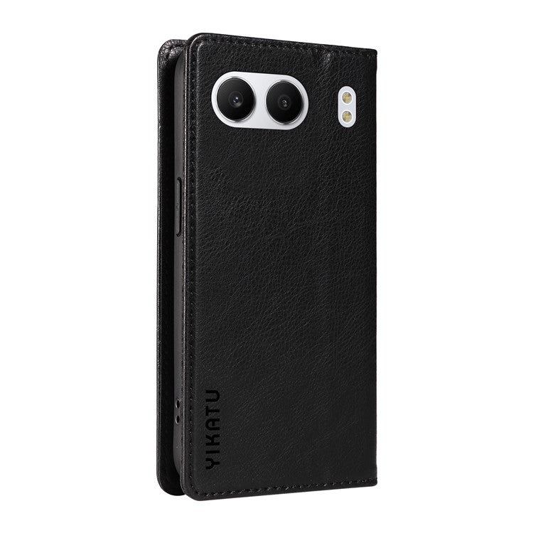 YIKATU YK-006 For OnePlus Nord 4 Case Wallet Litchi Grain Leather Phone Cover Magnetic Auto-Absorbed - Black