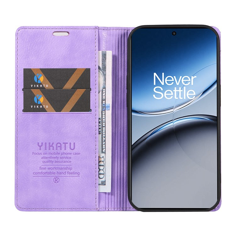 YIKATU YK-006 For OnePlus Nord 4 Case Wallet Litchi Grain Leather Phone Cover Magnetic Auto-Absorbed - Purple