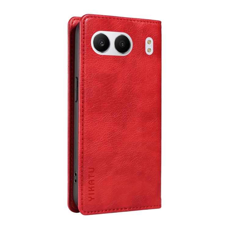 YIKATU YK-006 For OnePlus Nord 4 Case Wallet Litchi Grain Leather Phone Cover Magnetic Auto-Absorbed - Red