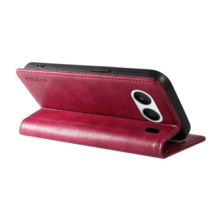 YIKATU YK-006 For OnePlus Nord 4 Case Wallet Litchi Grain Leather Phone Cover Magnetic Auto-Absorbed - Wine Red