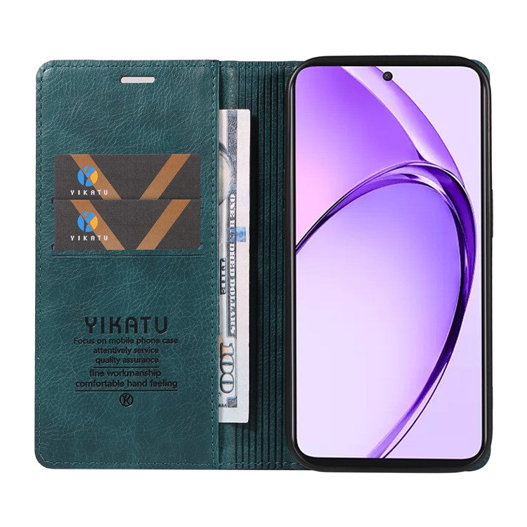YIKATU YK-006 For Oppo A3 Pro (Global) 5G / A3 Pro (India) 5G Case Wallet Litchi Grain Leather Phone Cover Magnetic Auto-Absorbed - Blue