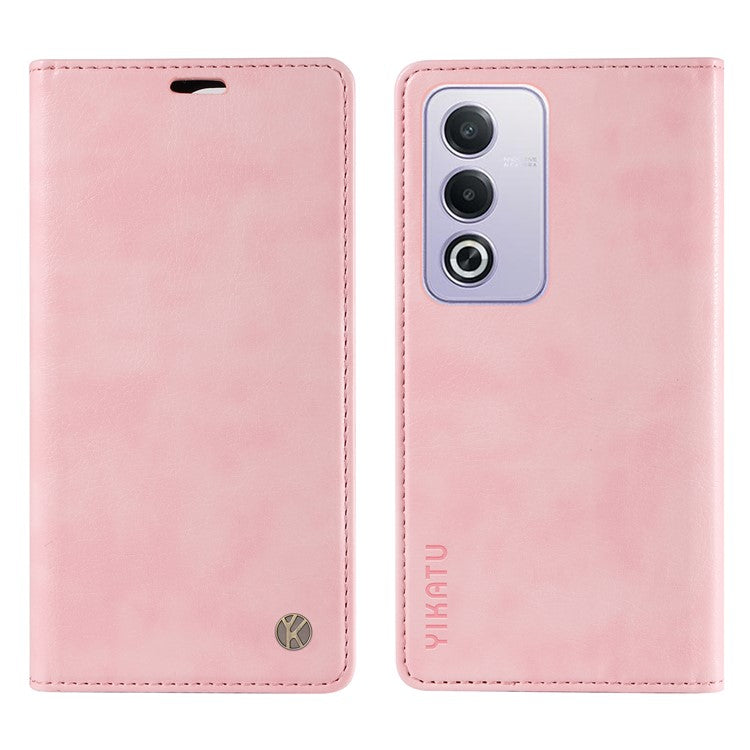 YIKATU YK-006 For Oppo A3 Pro (Global) 5G / A3 Pro (India) 5G Case Wallet Litchi Grain Leather Phone Cover Magnetic Auto-Absorbed - Pink