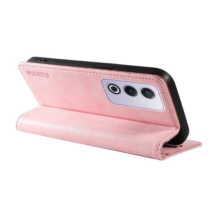 YIKATU YK-006 For Oppo A3 Pro (Global) 5G / A3 Pro (India) 5G Case Wallet Litchi Grain Leather Phone Cover Magnetic Auto-Absorbed - Pink