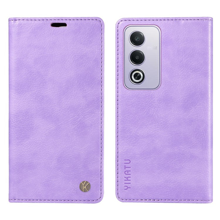 YIKATU YK-006 For Oppo A3 Pro (Global) 5G / A3 Pro (India) 5G Case Wallet Litchi Grain Leather Phone Cover Magnetic Auto-Absorbed - Purple