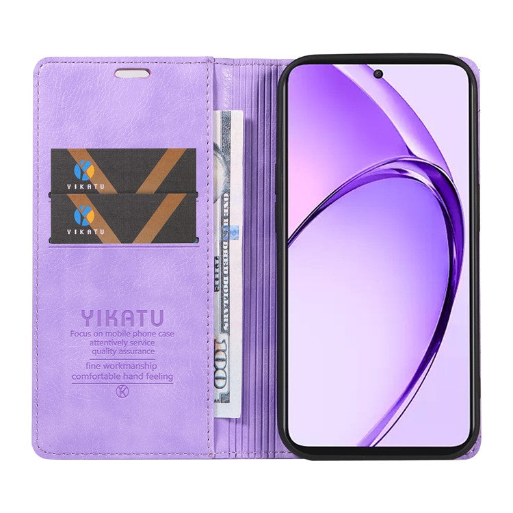YIKATU YK-006 For Oppo A3 Pro (Global) 5G / A3 Pro (India) 5G Case Wallet Litchi Grain Leather Phone Cover Magnetic Auto-Absorbed - Purple