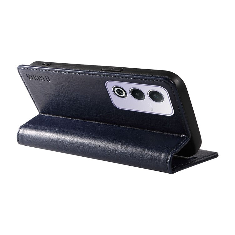 YIKATU YK-006 For Oppo A3 Pro (Global) 5G / A3 Pro (India) 5G Case Wallet Litchi Grain Leather Phone Cover Magnetic Auto-Absorbed - Navy Blue