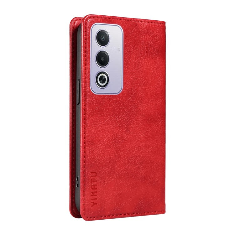 YIKATU YK-006 For Oppo A3 Pro (Global) 5G / A3 Pro (India) 5G Case Wallet Litchi Grain Leather Phone Cover Magnetic Auto-Absorbed - Red