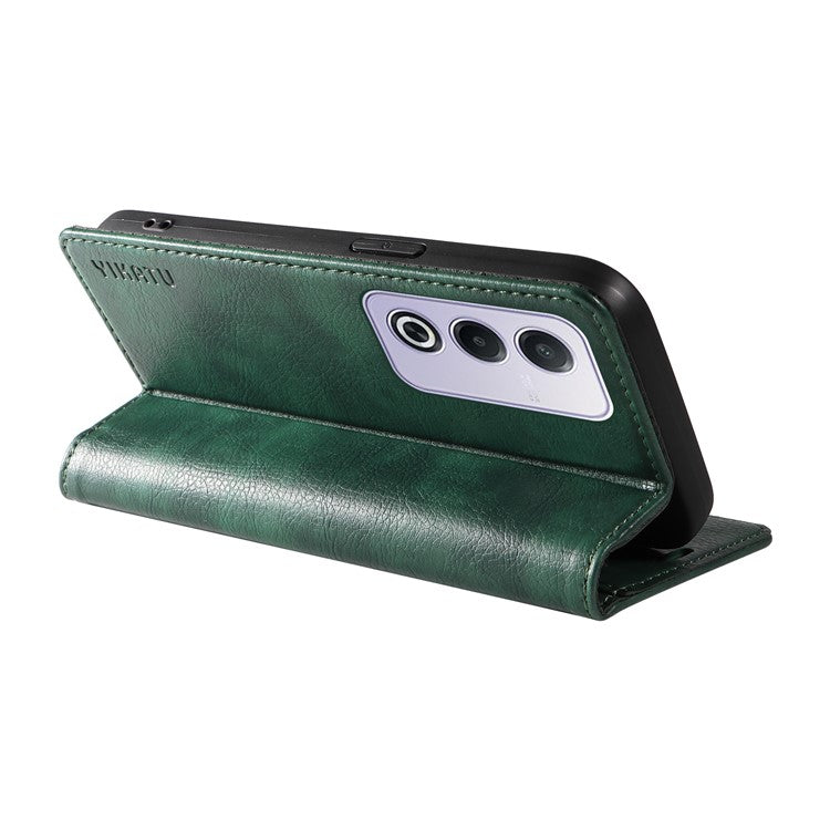 YIKATU YK-006 For Oppo A3 Pro (Global) 5G / A3 Pro (India) 5G Case Wallet Litchi Grain Leather Phone Cover Magnetic Auto-Absorbed - Green