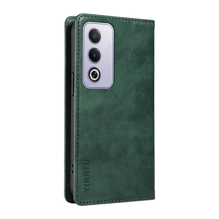 YIKATU YK-006 For Oppo A3 Pro (Global) 5G / A3 Pro (India) 5G Case Wallet Litchi Grain Leather Phone Cover Magnetic Auto-Absorbed - Green