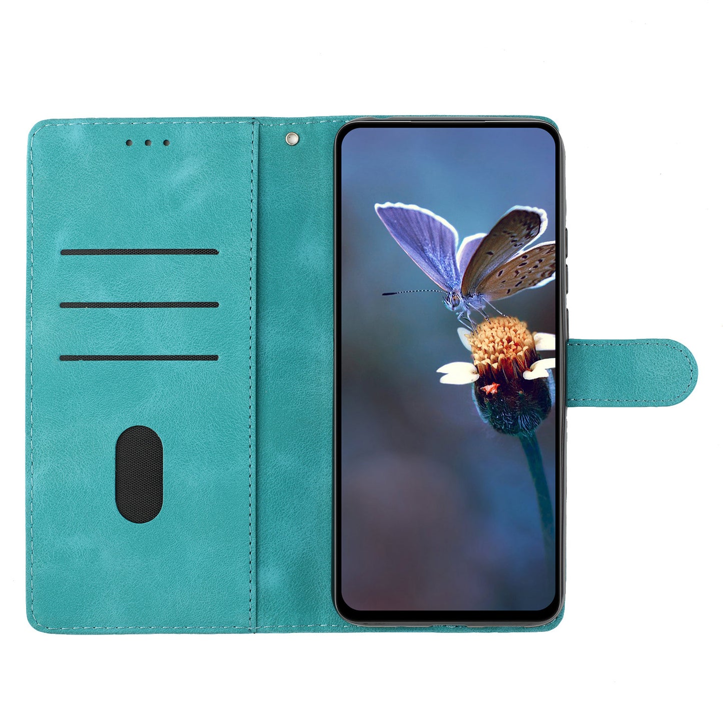 For Samsung Galaxy A06 Case Butterfly Flower Pattern Skin-Touch Leather Phone Cover - Green