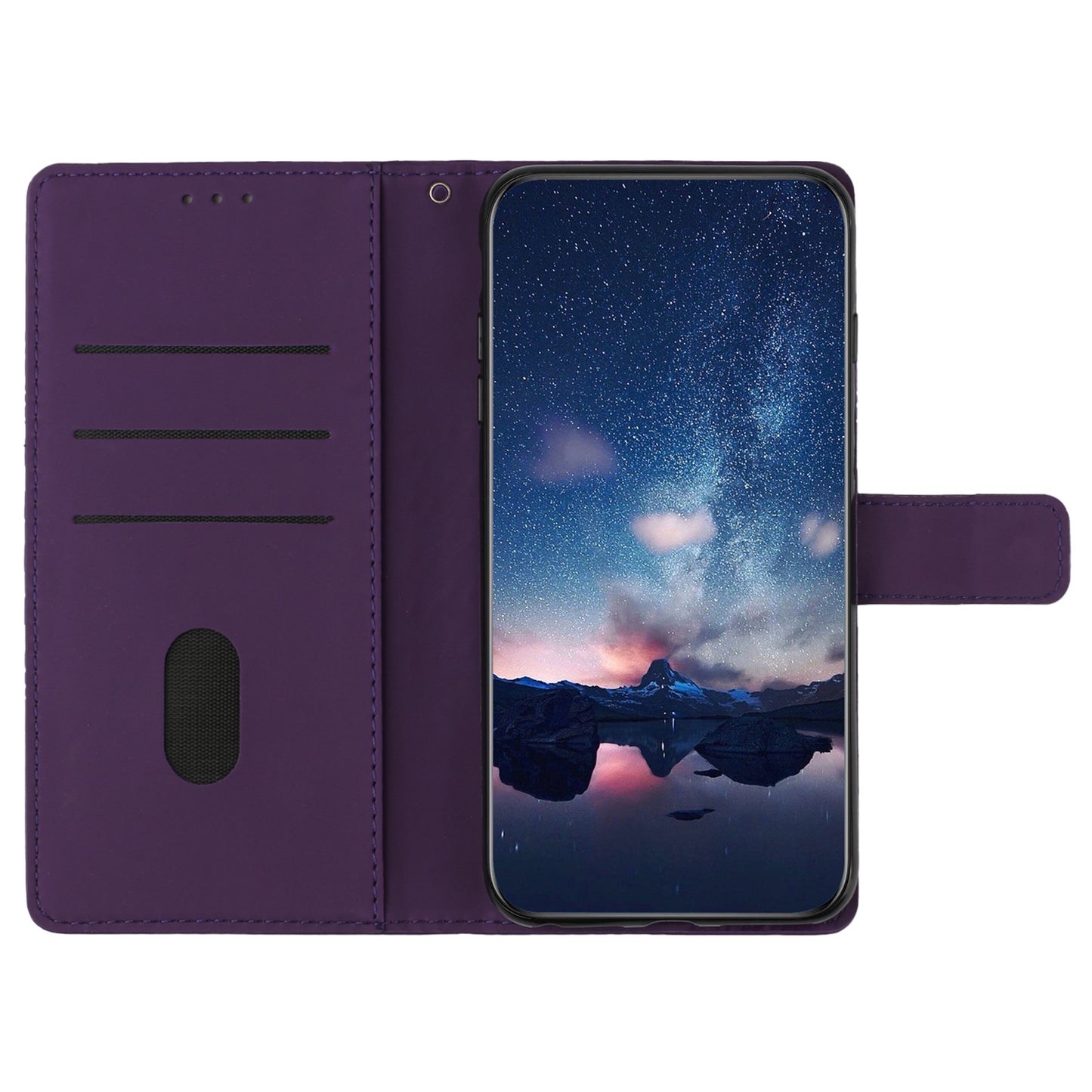 For Samsung Galaxy A06 Case Rhombus Leather Horizontal Flip Phone Cover - Purple