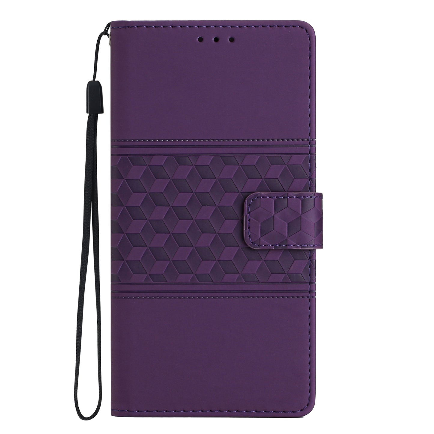 For Samsung Galaxy A06 Case Rhombus Leather Horizontal Flip Phone Cover - Purple