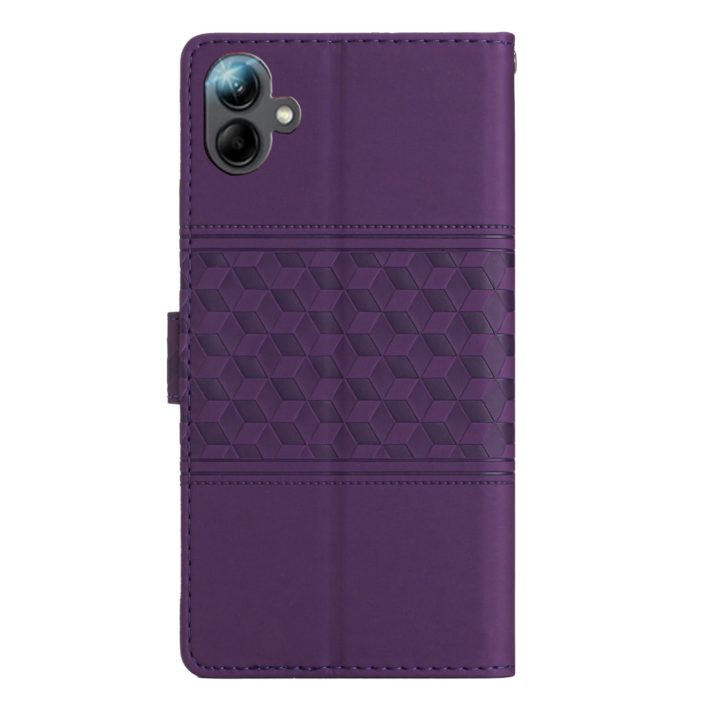 For Samsung Galaxy A06 Case Rhombus Leather Horizontal Flip Phone Cover - Purple