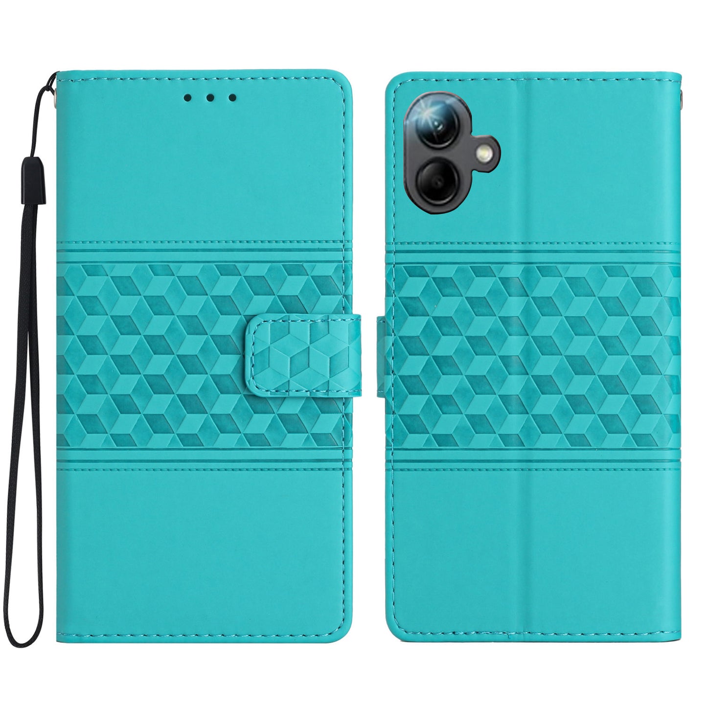 For Samsung Galaxy A06 Case Rhombus Leather Horizontal Flip Phone Cover - Green