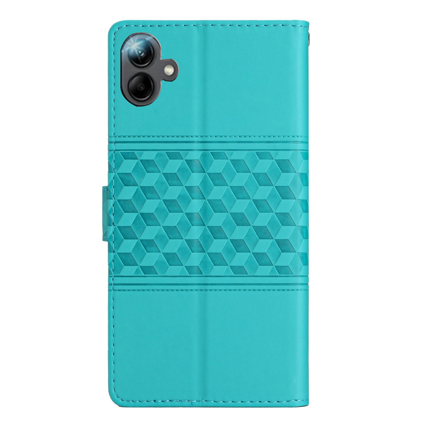 For Samsung Galaxy A06 Case Rhombus Leather Horizontal Flip Phone Cover - Green