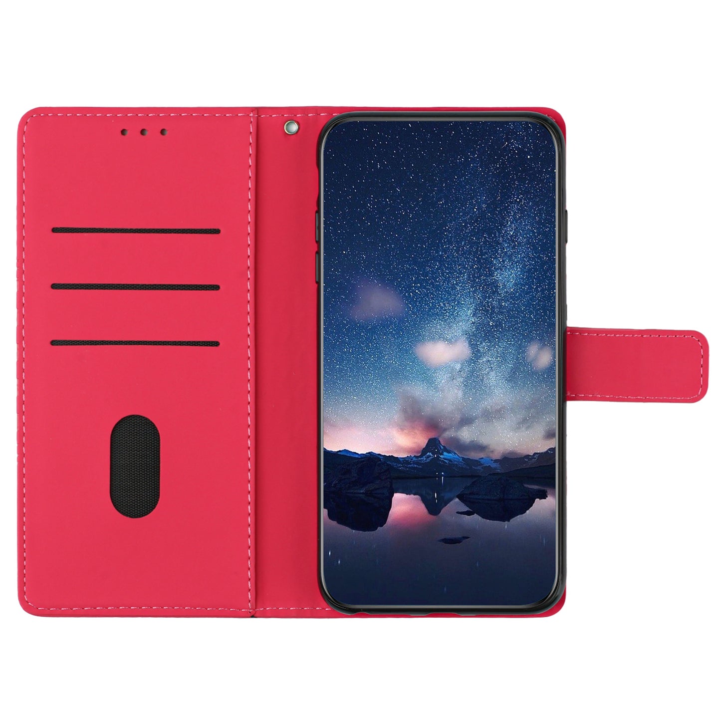 For Samsung Galaxy A06 Case Rhombus Leather Horizontal Flip Phone Cover - Rose