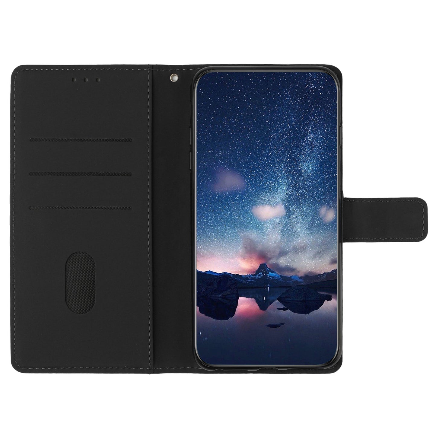 For Samsung Galaxy A06 Case Rhombus Leather Horizontal Flip Phone Cover - Black