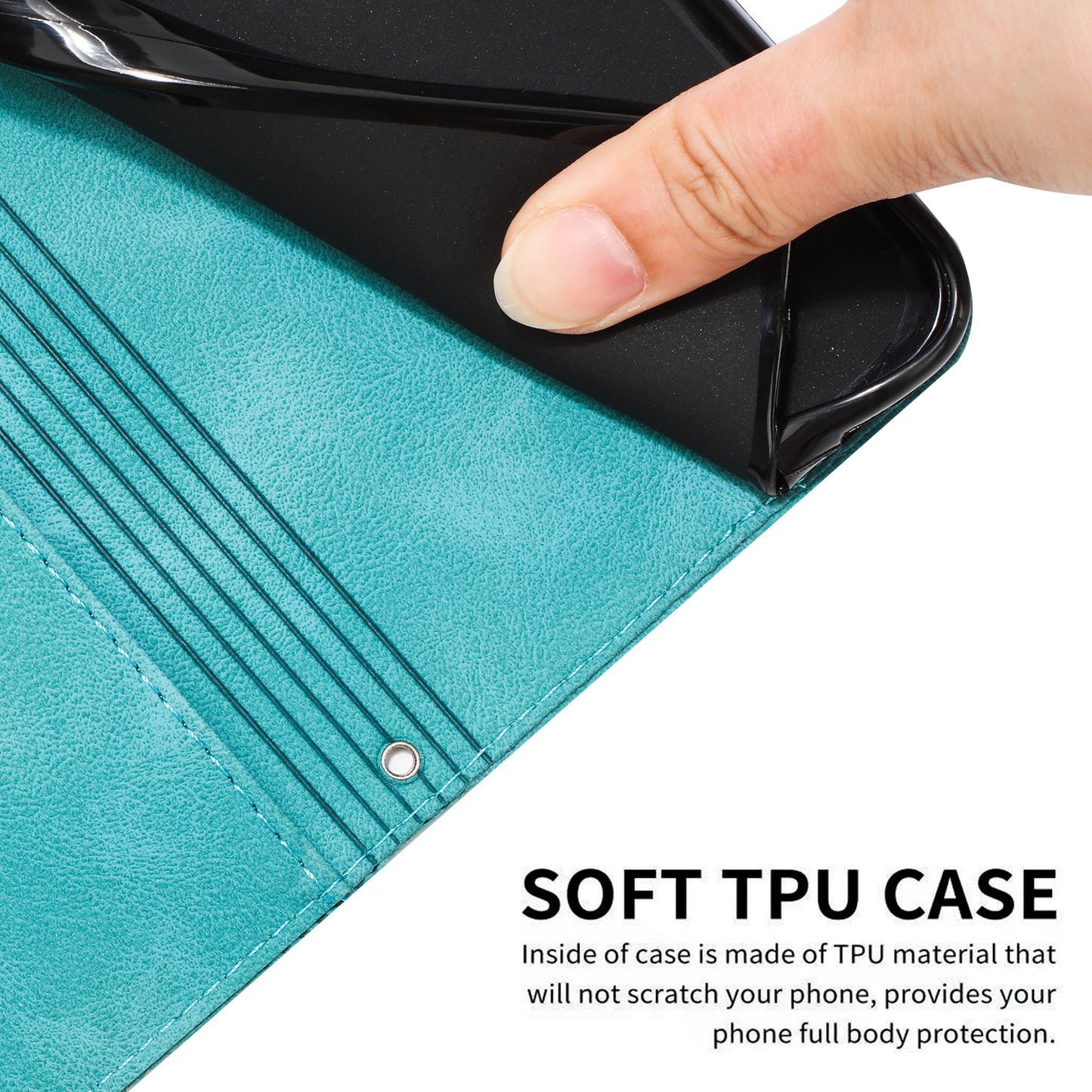 For Samsung Galaxy A06 Case Triangle Pattern Leather Phone Cover Wallet with Hand Strap - Green