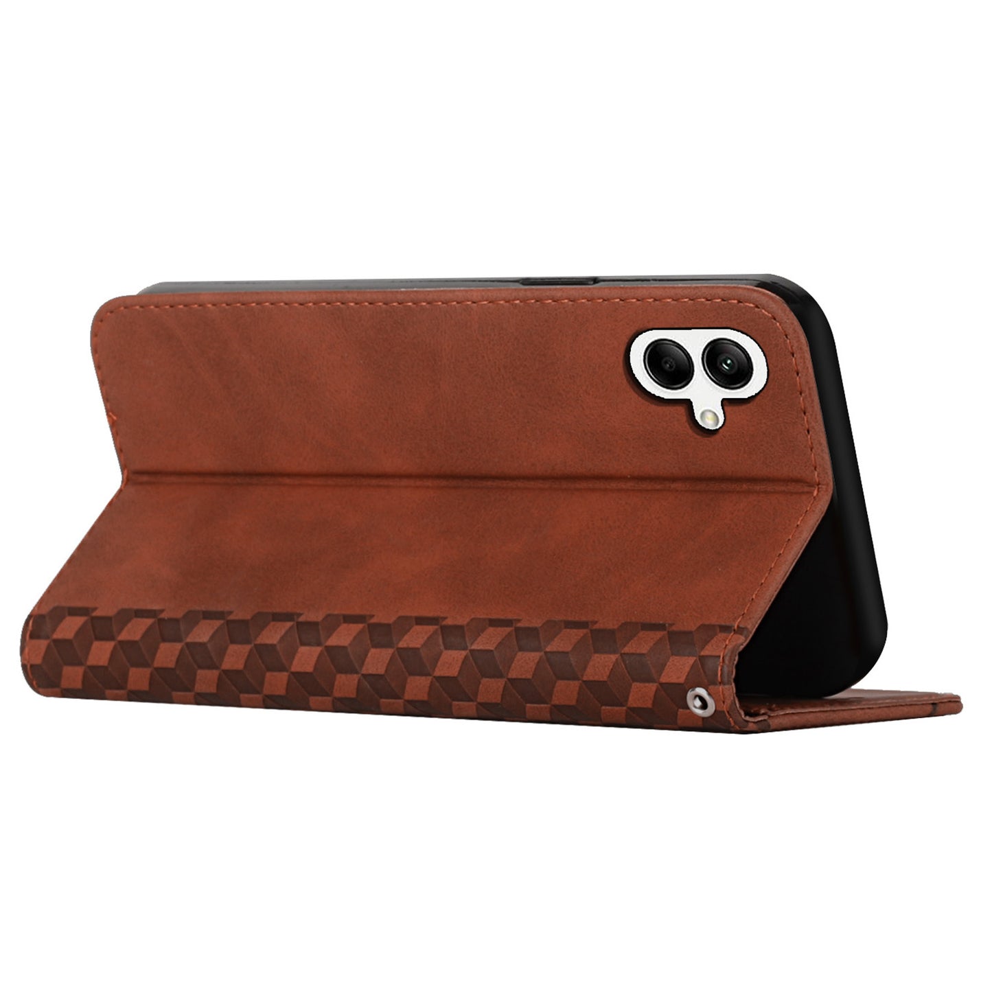 For Samsung Galaxy A06 Phone Cover Imprinted PU Leather Wallet Stand Case - Brown