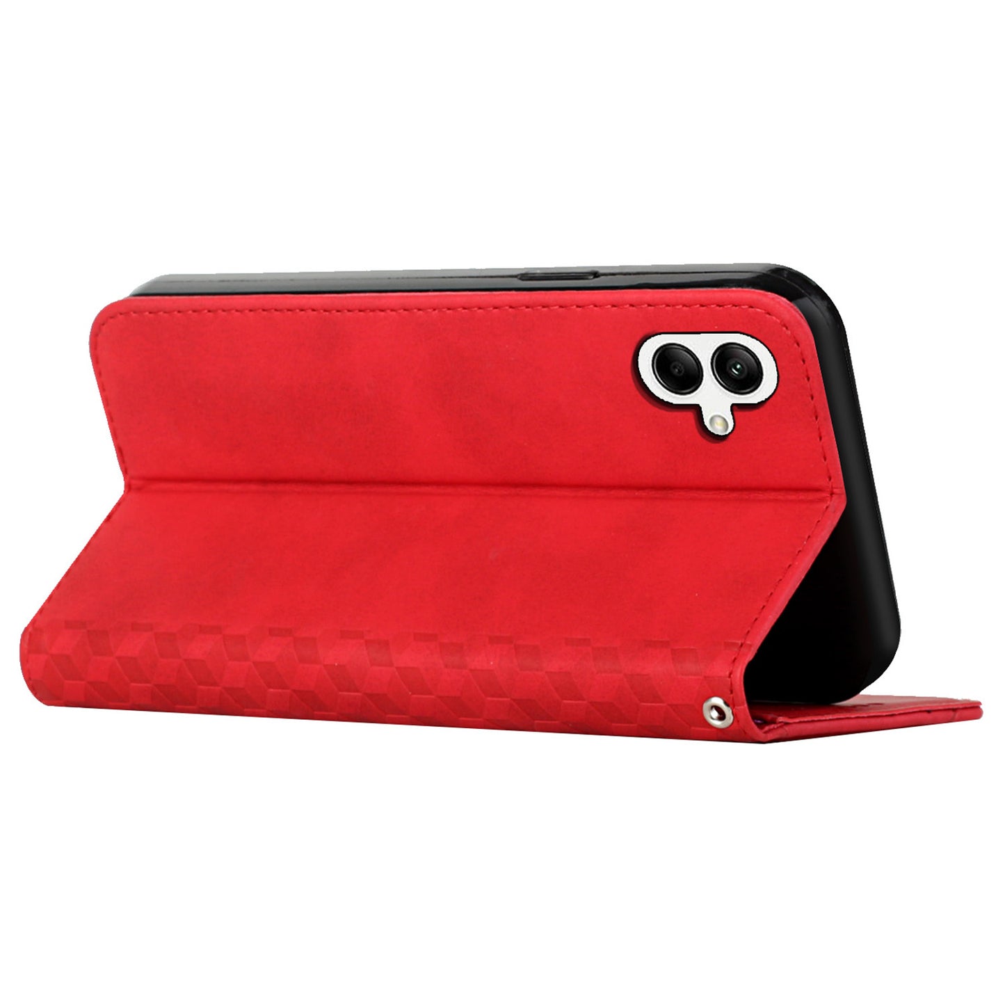 For Samsung Galaxy A06 Phone Cover Imprinted PU Leather Wallet Stand Case - Red
