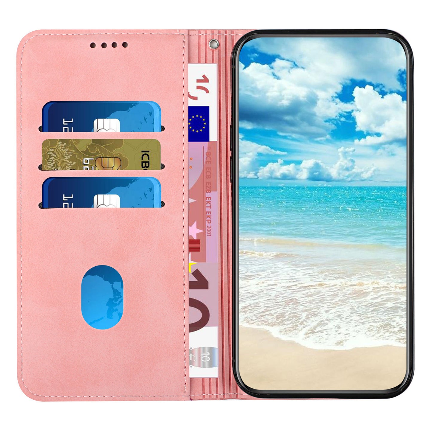 For Samsung Galaxy A06 Phone Cover Imprinted PU Leather Wallet Stand Case - Pink