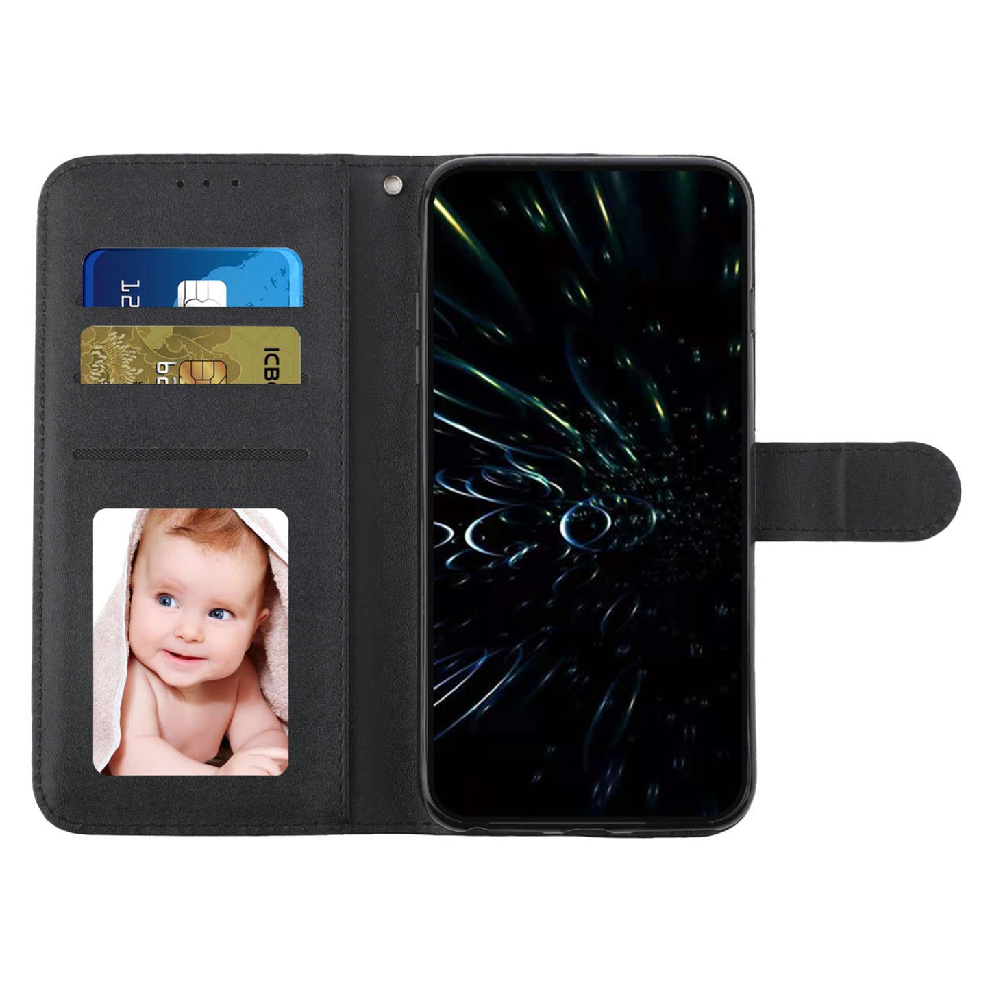 For Samsung Galaxy A06 Case Stand Flip Protective Leather Phone Cover - Black