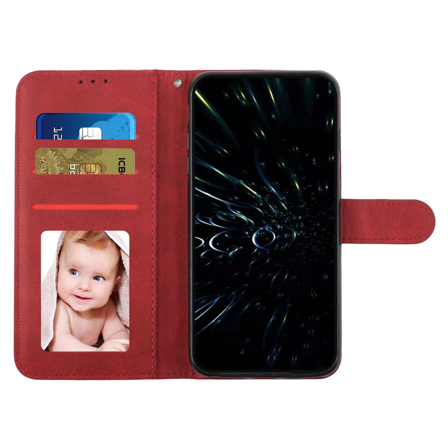 For Samsung Galaxy A06 Case Stand Flip Protective Leather Phone Cover - Red