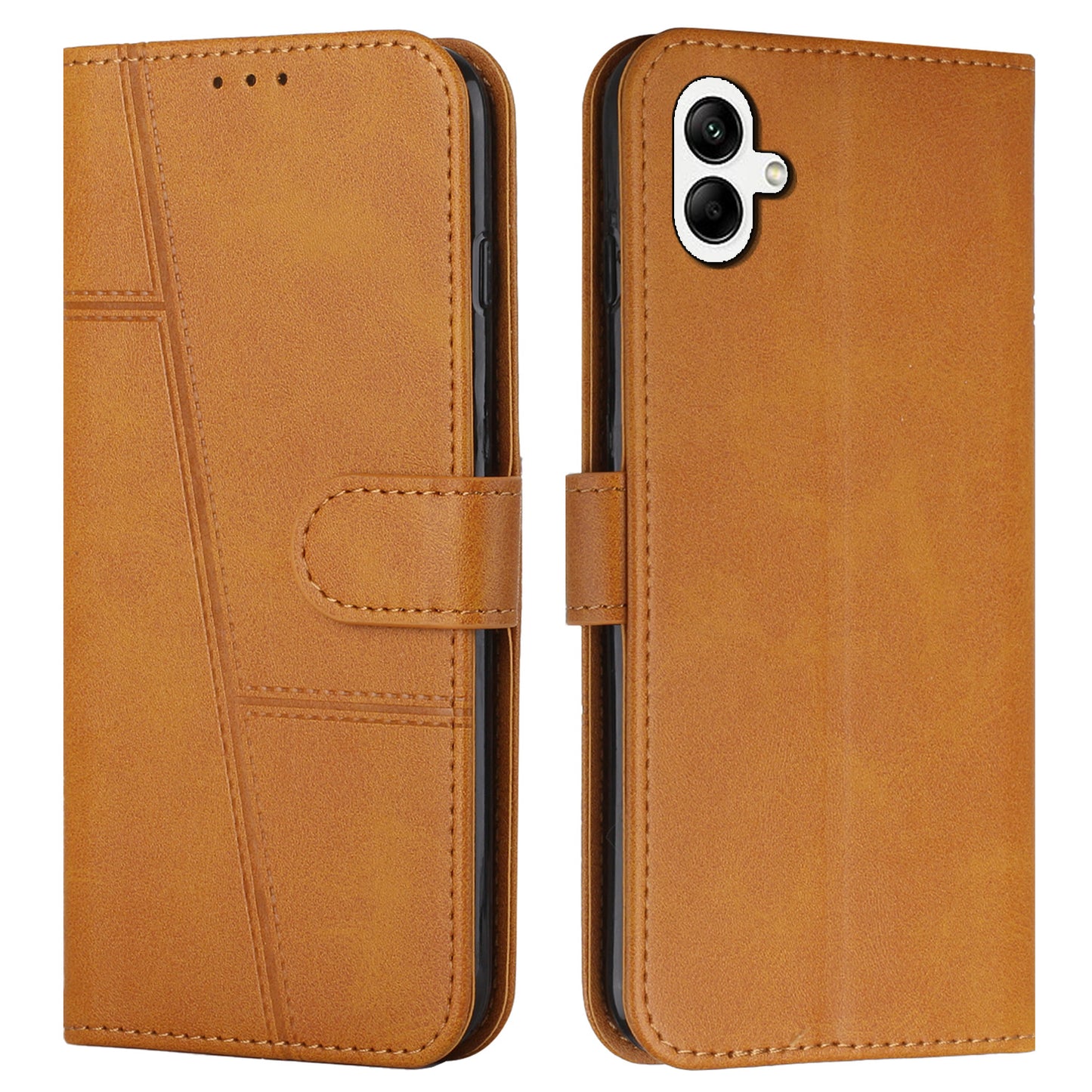 For Samsung Galaxy A06 Case Stand Flip Protective Leather Phone Cover - Yellow