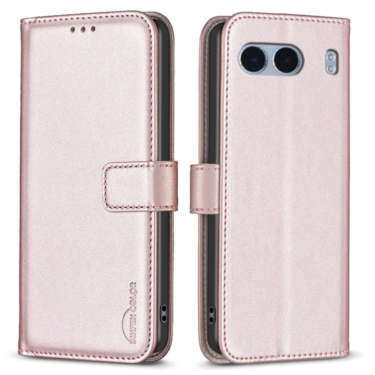 BINFEN COLOR BF17 For OnePlus Nord 4 Case Wallet Folio Flip Leather Cover - Rose Gold