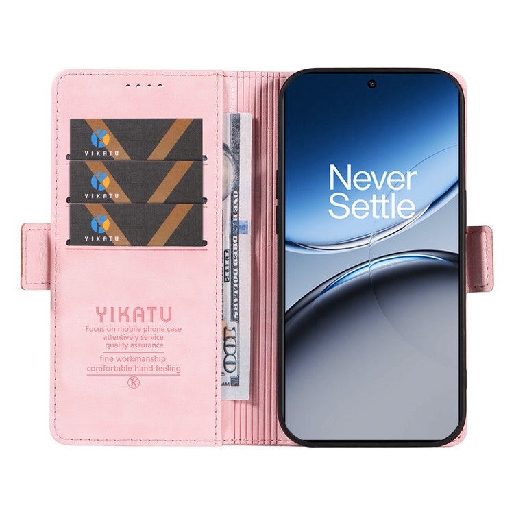 YIKATU YK-007 For OnePlus Nord 4 Case Side Buckle PU Leather Phone Cover Litchi Texture - Pink