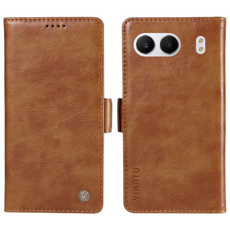 YIKATU YK-007 For OnePlus Nord 4 Case Side Buckle PU Leather Phone Cover Litchi Texture - Brown