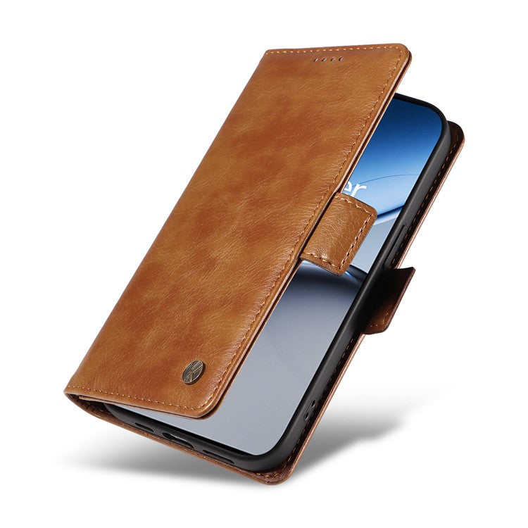 YIKATU YK-007 For OnePlus Nord 4 Case Side Buckle PU Leather Phone Cover Litchi Texture - Brown