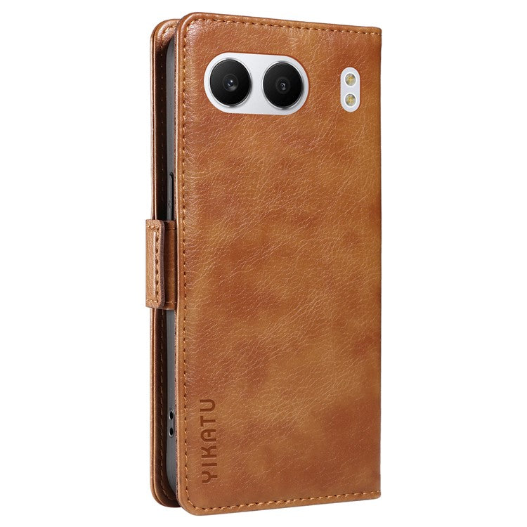 YIKATU YK-007 For OnePlus Nord 4 Case Side Buckle PU Leather Phone Cover Litchi Texture - Brown