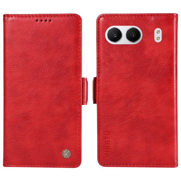 YIKATU YK-007 For OnePlus Nord 4 Case Side Buckle PU Leather Phone Cover Litchi Texture - Red