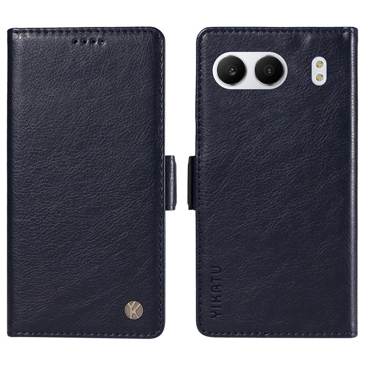 YIKATU YK-007 For OnePlus Nord 4 Case Side Buckle PU Leather Phone Cover Litchi Texture - Navy Blue