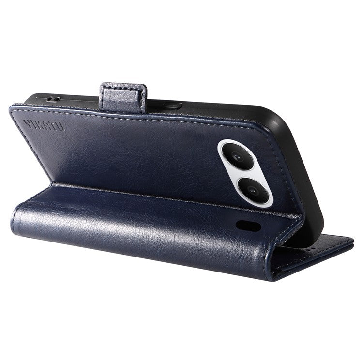 YIKATU YK-007 For OnePlus Nord 4 Case Side Buckle PU Leather Phone Cover Litchi Texture - Navy Blue
